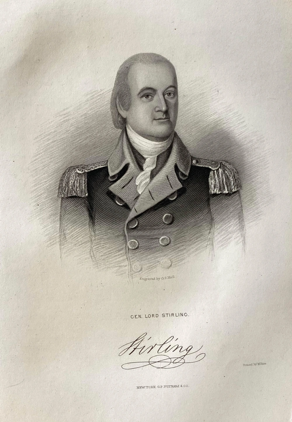 Lord Stirling 1857 art print engraving.
