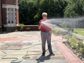 Bob Sydrock - volunteer gardener at Rutherfurd Hall.