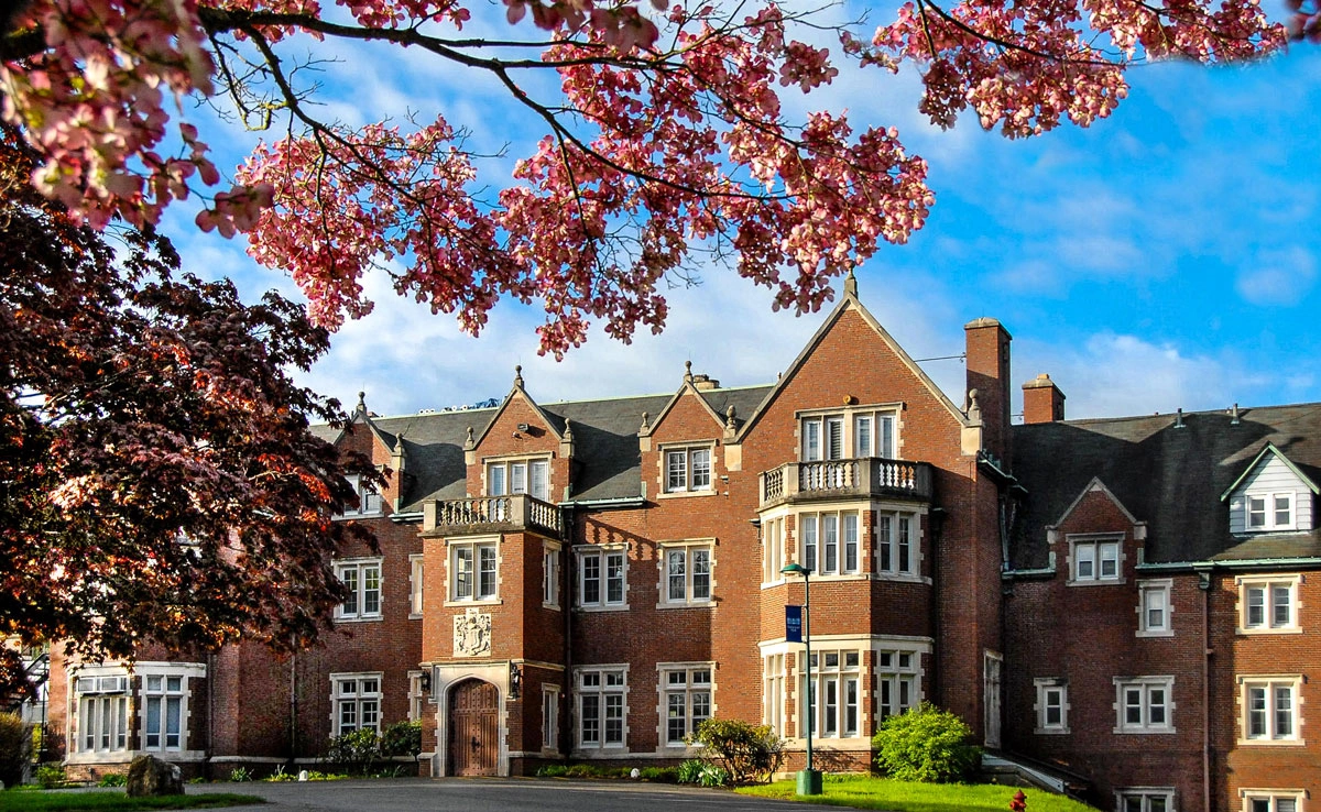 Front view of Rutherfurd Hall. Front view of Rutherfurd Hall.